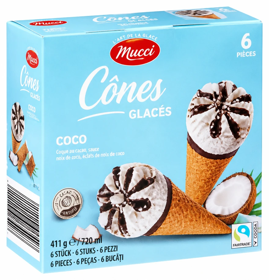 Mucci 6 Cônes Glacés Coco