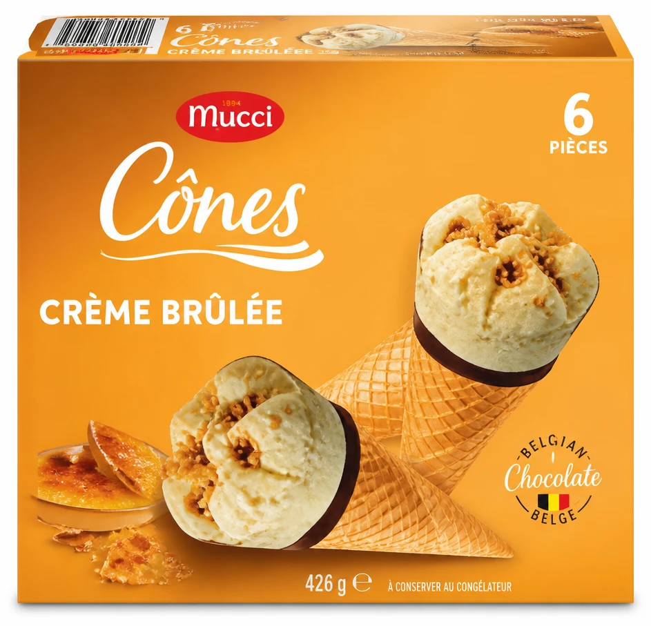 Mucci 6 Cônes Crème Brûlée