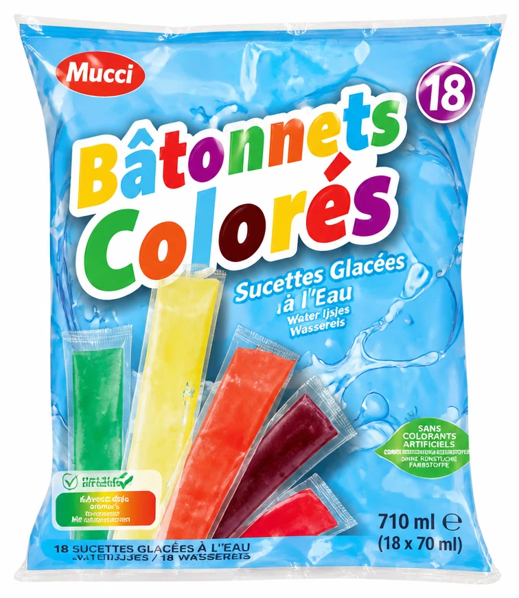 Mucci 18 Sucettes Glacées à l'Eau