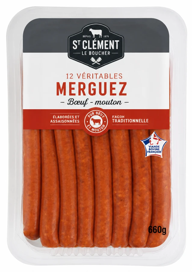 St-Clément le Boucher 12 Véritables Merguez Bœuf - mouton