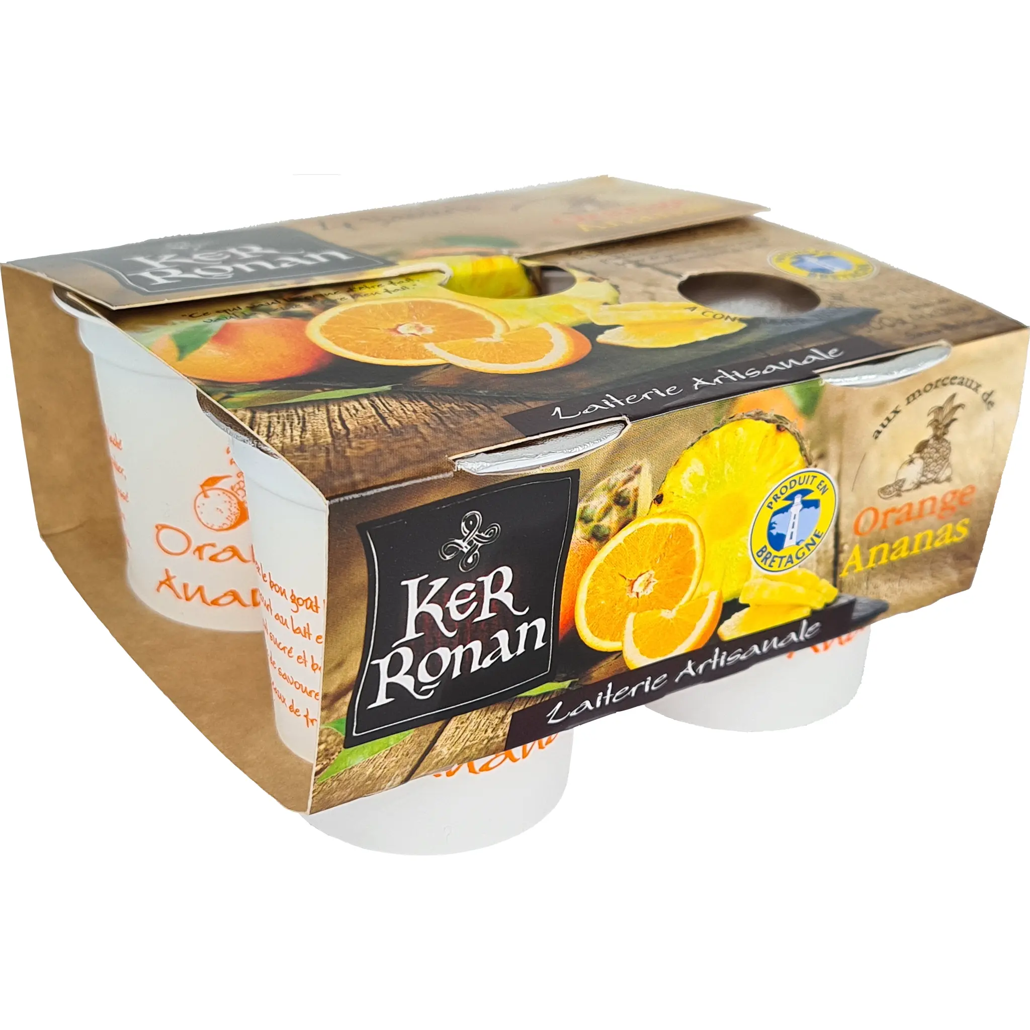 KER RONAN Yaourt aux fruits orange ananas avec morceaux