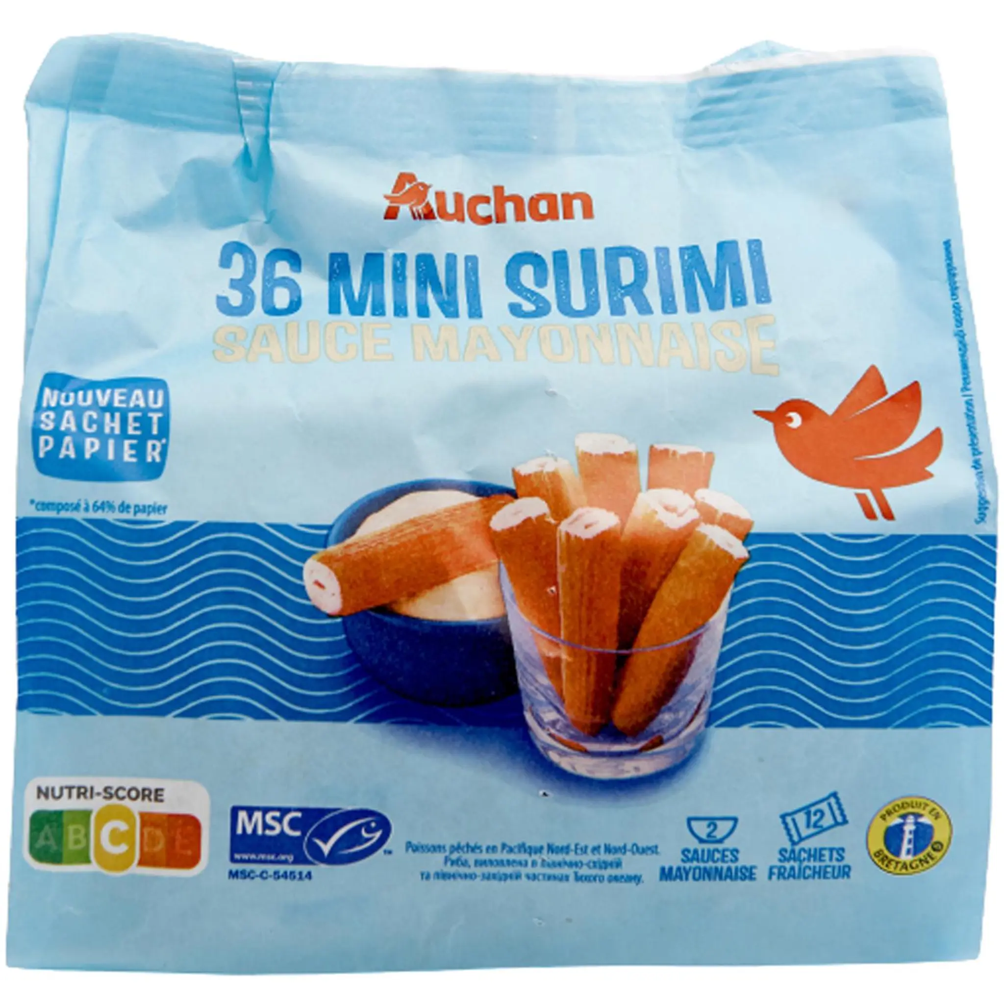 AUCHAN Mini bâtonnet de surimi sauce mayonnaise MSC
