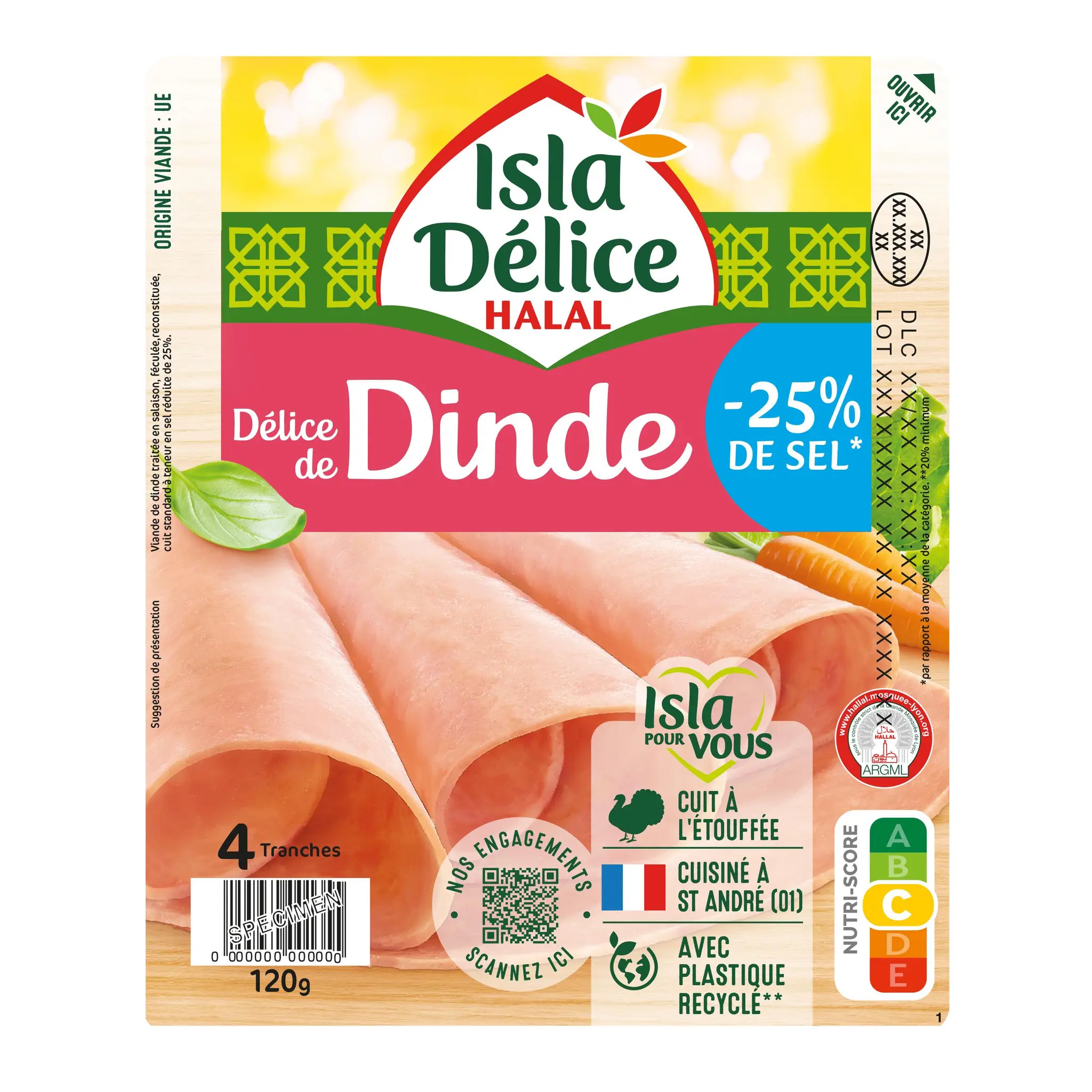 ISLA DELICE Délice de dinde -25% de sel halal