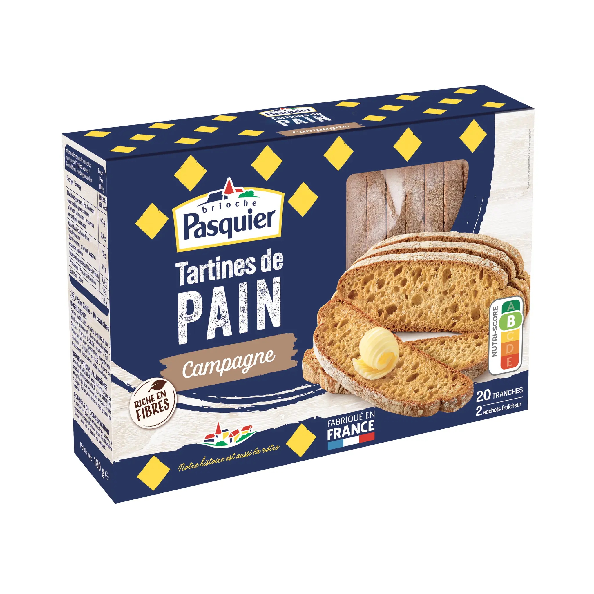 PASQUIER Tartines de pain campagne sachets fraîcheur