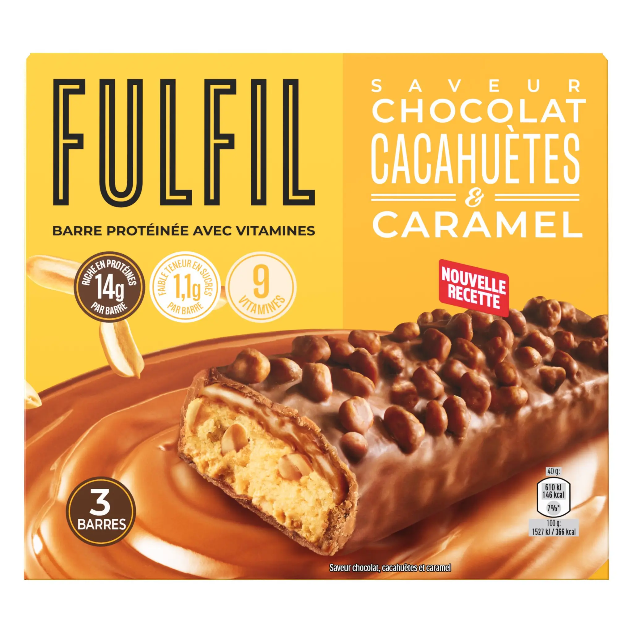 FULFIL Barres protéinées saveur chocolat et cacahuètes caramel