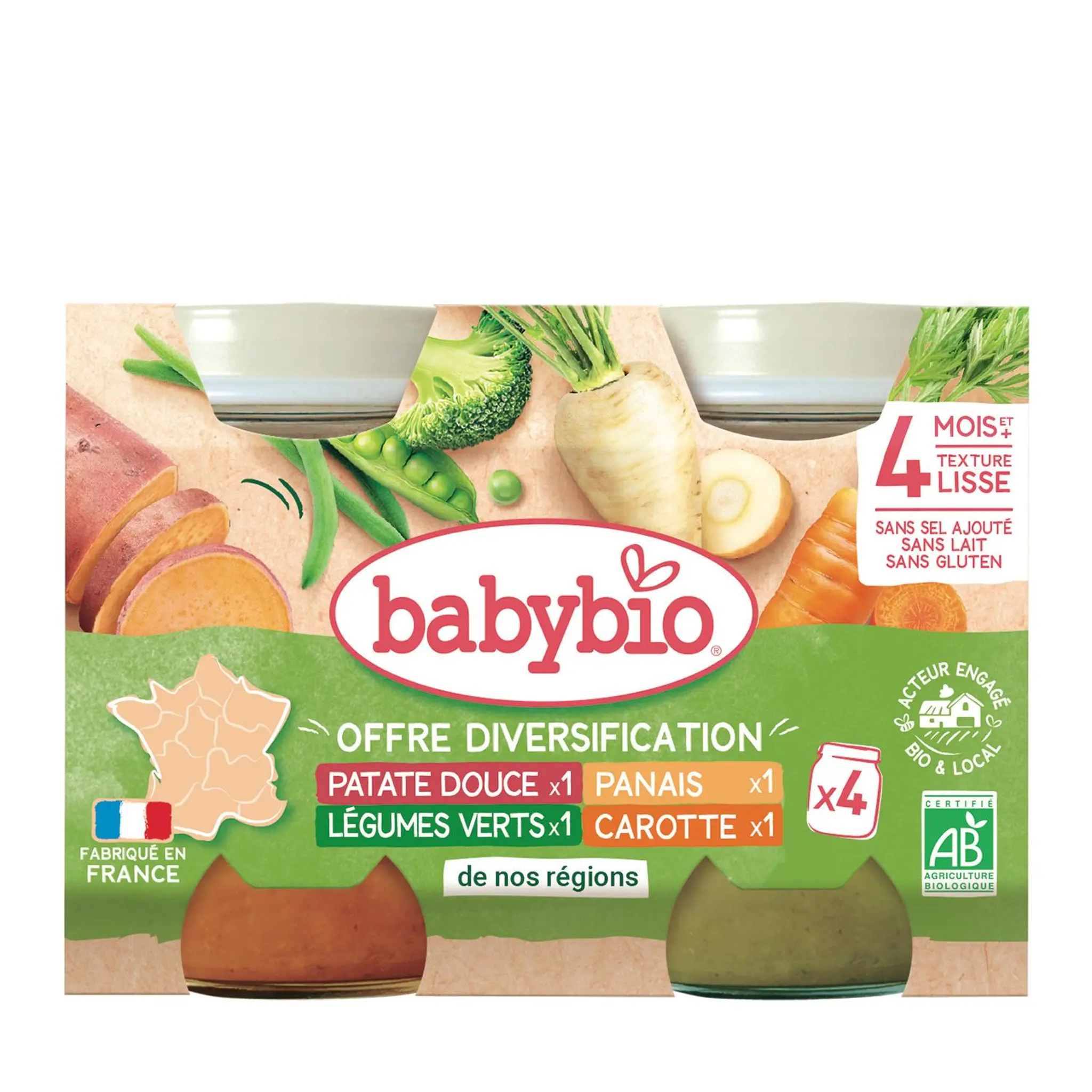 BABYBIO Petit pot mes 1ers légumes de nos régions multipack bio dès 4 mois