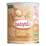 BABYBIO 5 Céréales nature avec riz blé avoine seigle quinoa bio en poudre dès 6 mois