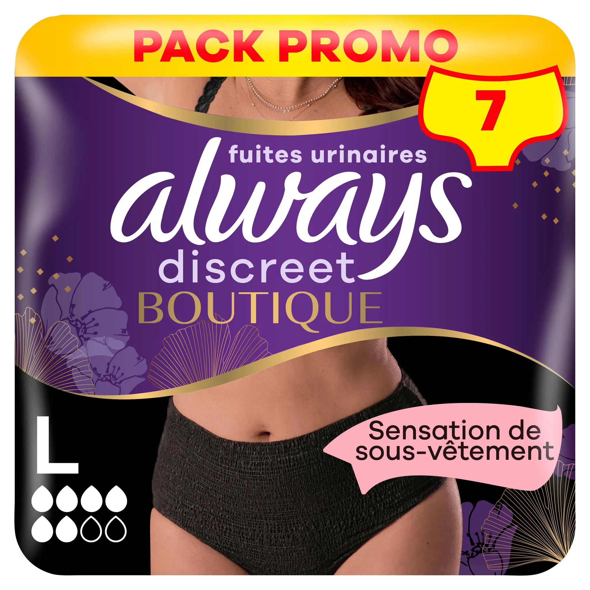 ALWAYS Discreet Culottes pour fuites urinaires taille L noire
