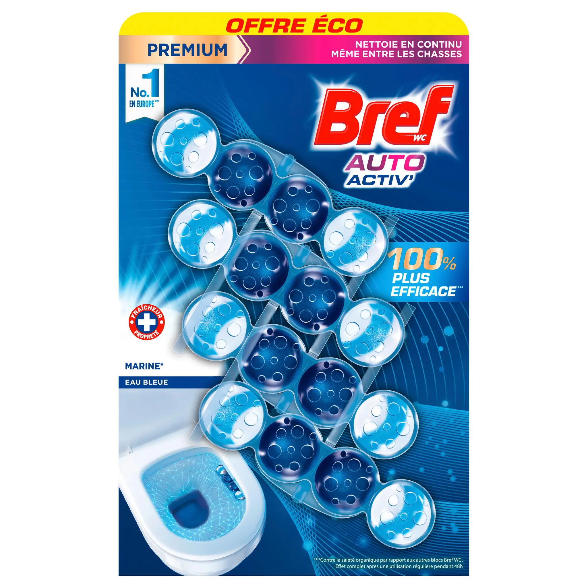 BREF Auto activ' bloc wc nettoyant marine