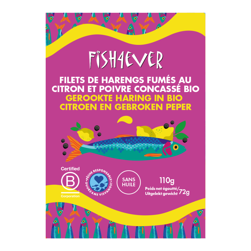 Filets de harengs fumés au citron et poivre concassé bio