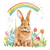 Paperproducts Design Serviettes en  papier Rainbow Rabbit, 20 serviettes de 33 x 33 cm