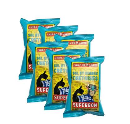 Lot de 6 x Chips de Madrid sel et herbes crétoises petit format, Superbon (40 g)