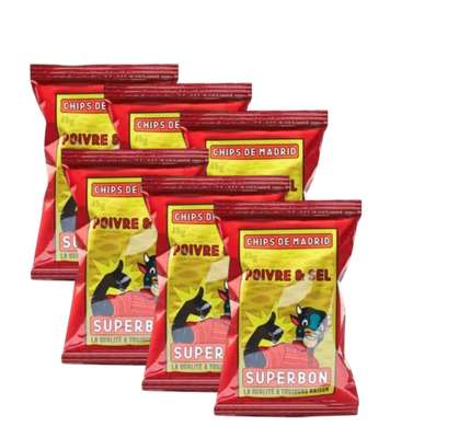Lot de 6 x Chips de Madrid sel & poivre petit format, Superbon (40 g)