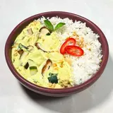 Curry vert de poulet fermier, riz thaï (350 g)