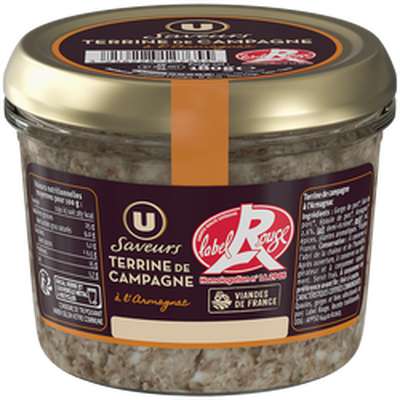 Terrine de campagne Label Rouge à l'Armagnac, U Saveurs (180 g)