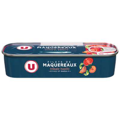 Conserve de filets maquereaux sauce tomate basilic, U (169 g)
