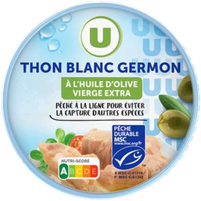Thon blanc entier à l'huile d'olive, U  (150 g)