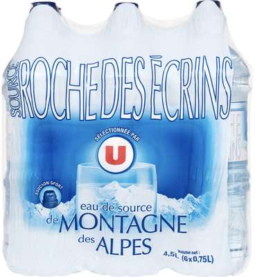 Eau de source de montagne des Alpes, Roche des Ecrins U (6 x 75 cl)