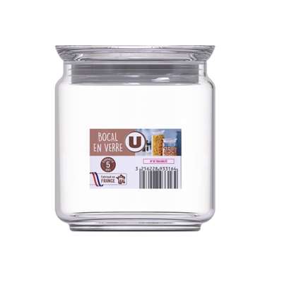 Bocal avec couvercle en verre en verre 0,75 L, U MAISON