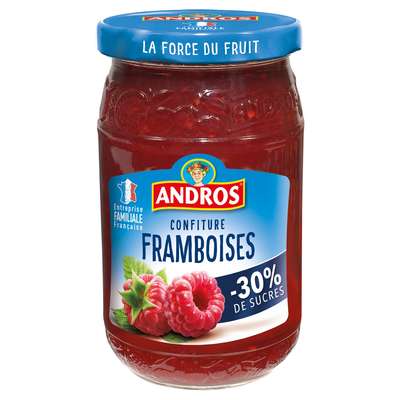 Confiture allégée framboises, Andros (350 g)