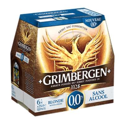 Pack de bière blonde sans alcool 0°, Grimbergen (6 x 25 cl)