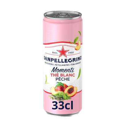 Boisson gazeuse aromatisée thé blanc pêche, San Pellegrino Momenti (33 cl)