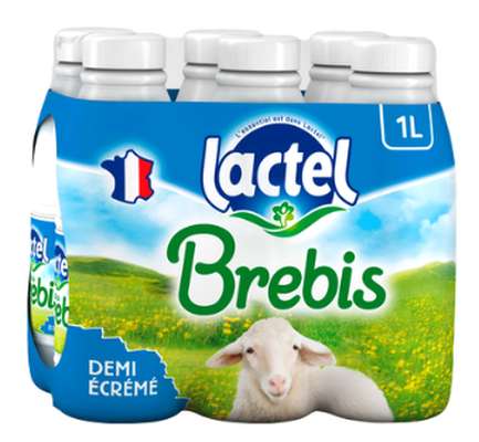 Pack de lait de brebis demi-écrémé, Lactel (6 x1 L)