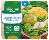 Petit pot épinards, semoule, merlu blanc - dès 6 mois, Blédina (2 x 200 g)