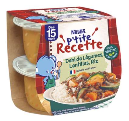 P'tite recette Dahl de légumes lentilles riz - dès 15 mois, Nestlé (2 x 200 g)