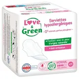Serviettes hygiéniques hypoallergéniques, Love & Green (x 14)