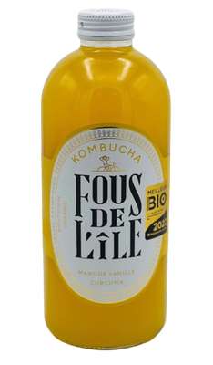 Kombucha Mangue Vanille Curcuma BIO, Fous de l'Ile (1 L)