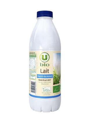 Lait UHT demi écrémé, U BIO (1 L)