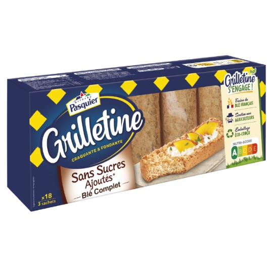 Pains Grillés Grilletines au Blé Complet Sans Sucres Ajoutés PASQUIER