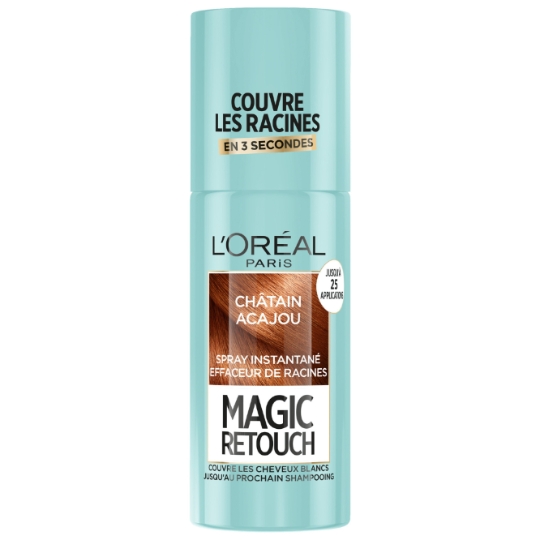 Coloration Spray Retouche Racine 6 Châtain Acajou Efface les Racines et Camoufle les Cheveux Blancs Temporaire Magic Retouch L'OREAL PARIS