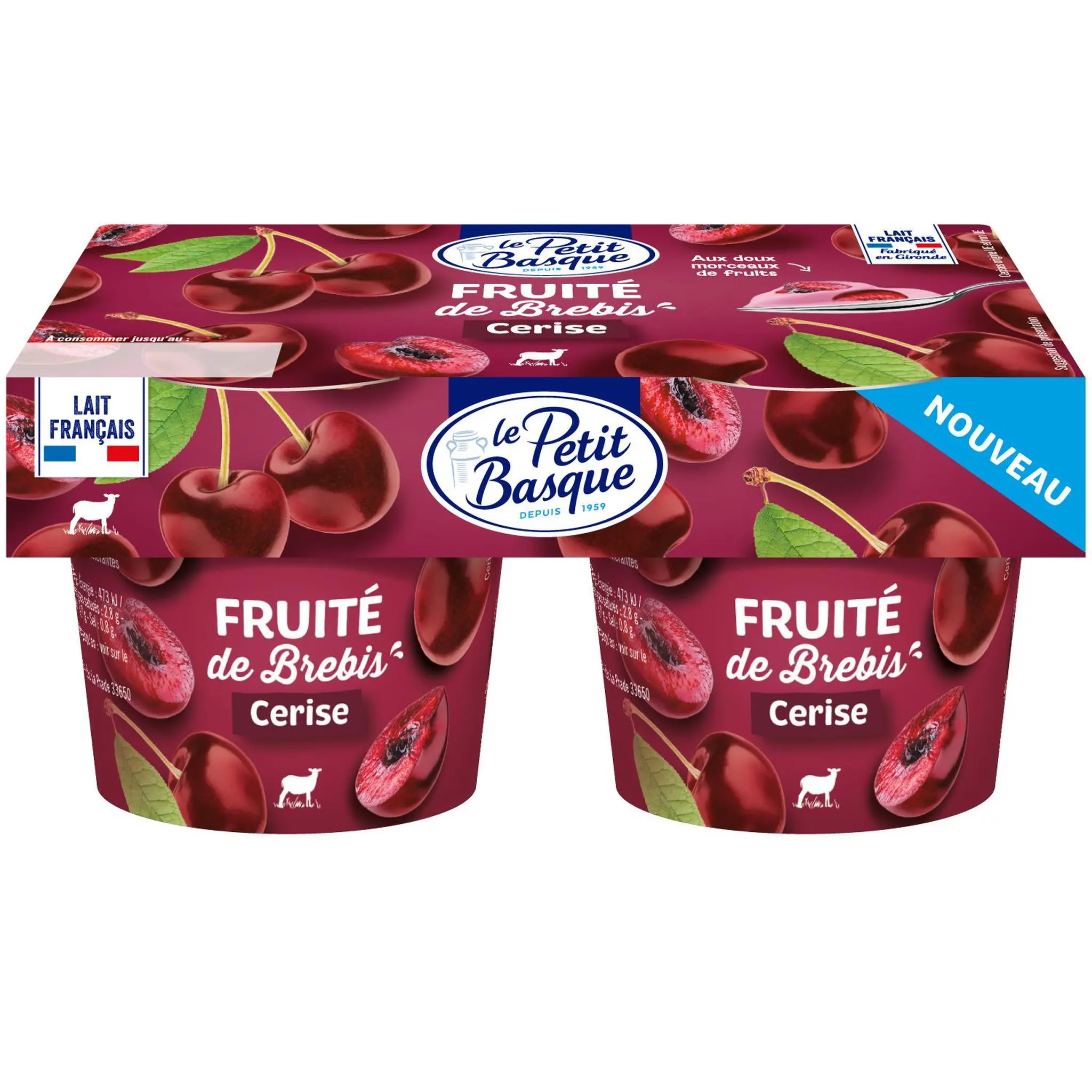 LE PETIT BASQUE Yaourt brassé au lait de brebis aromatisé cerise