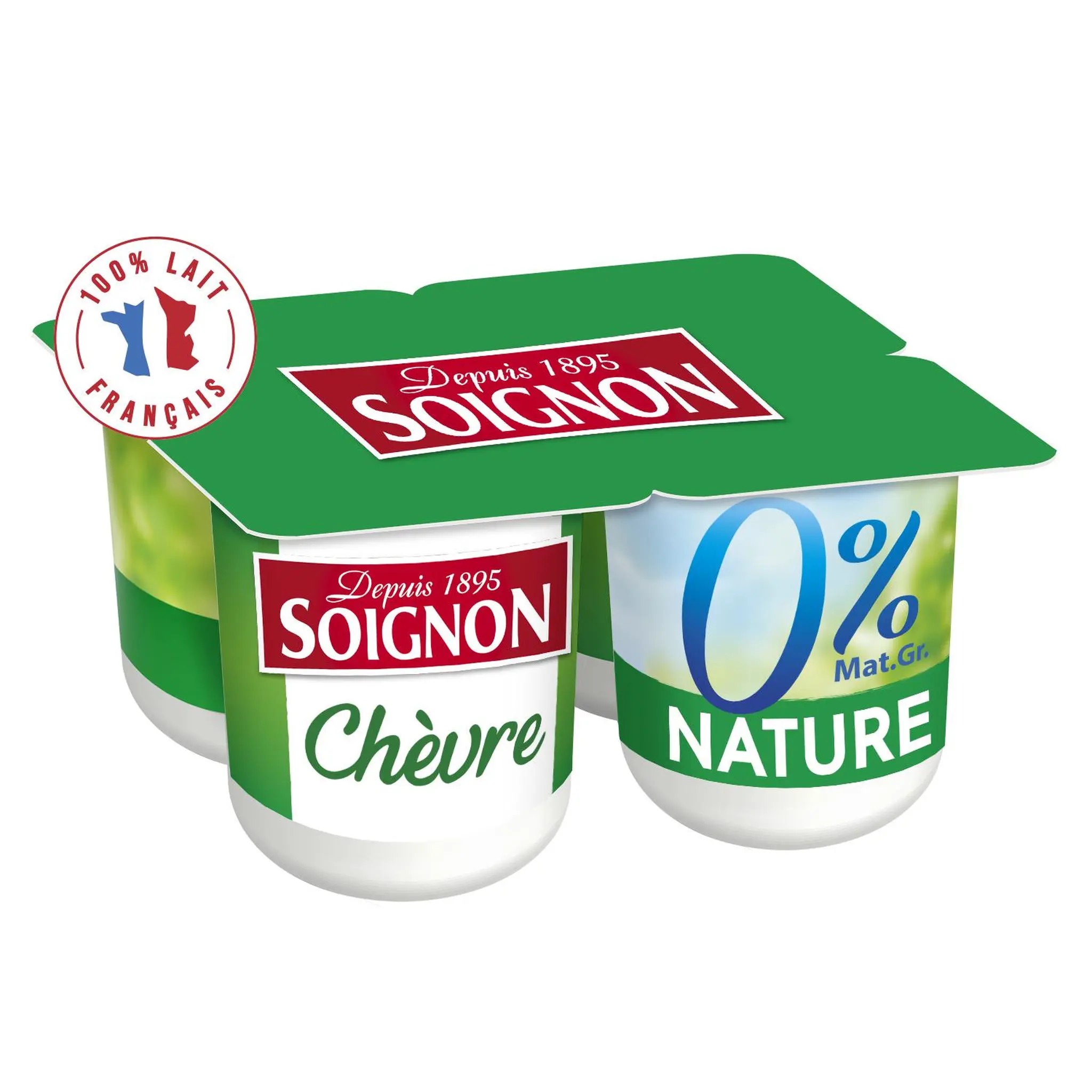 SOIGNON Yaourt nature au lait de chèvre 0%MG