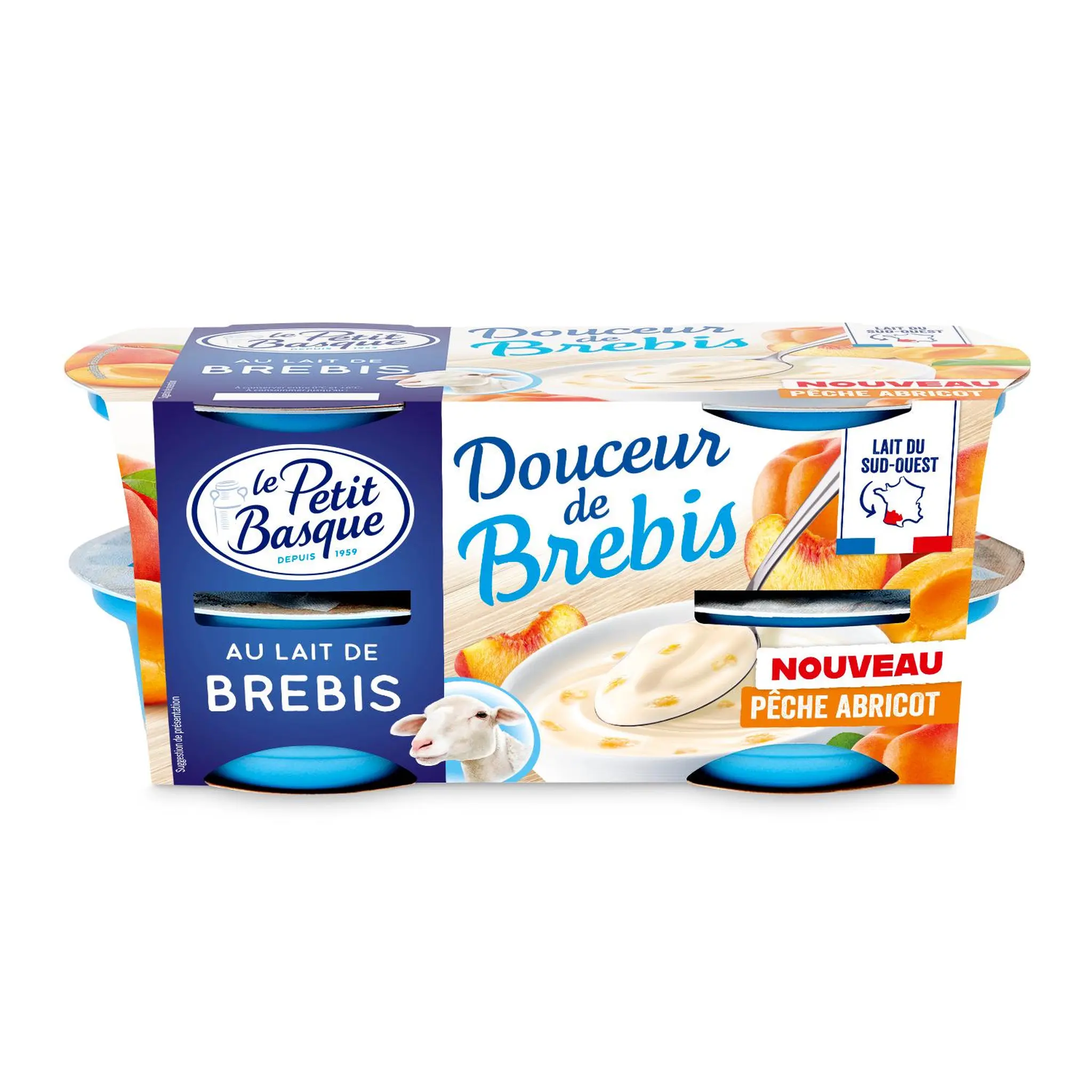 PETIT BASQUE Yaourt au lait de brebis pêche abricot