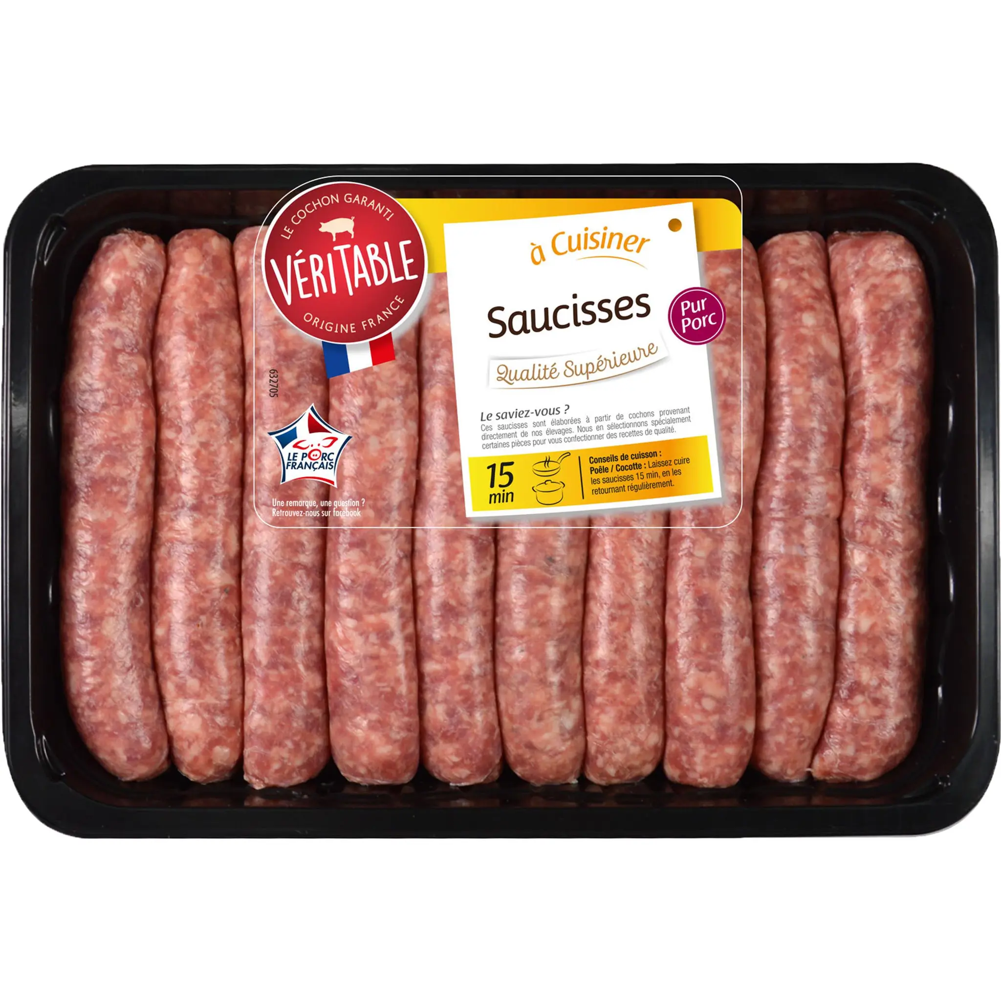 VERITABLE Saucisses supérieures pur porc