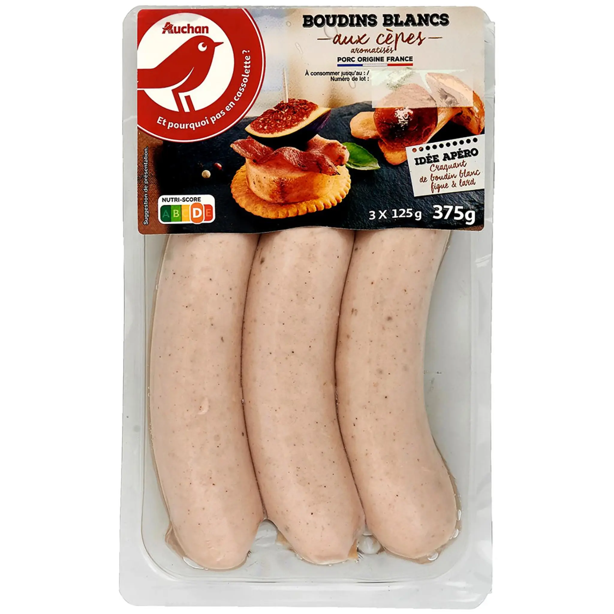 AUCHAN Boudin blanc aux cèpes