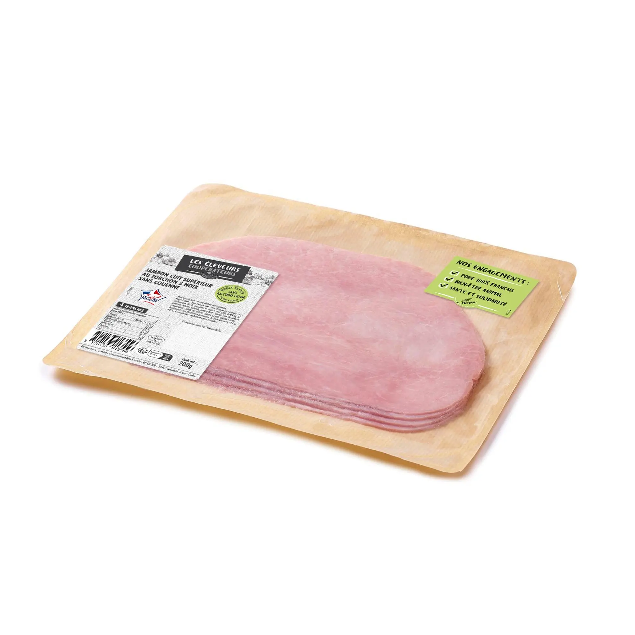 LES ELEVEURS COOPERATEURS Jambon supérieur cuit au torchon