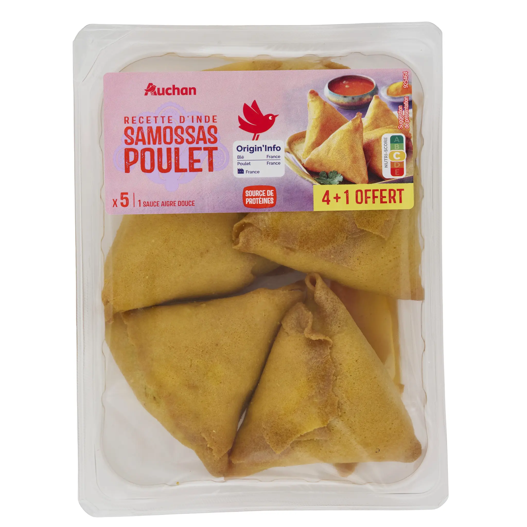 AUCHAN Samossas volaille avec sachet de sauce aigre douce