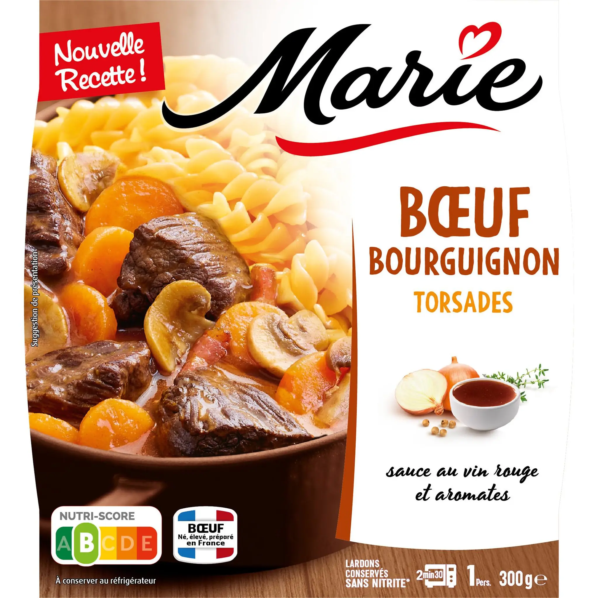 MARIE Tagliatelle et boeuf bourgignon