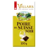 VILLARS Tablette de chocolat noir fourrée à la poire de Suisse dégustation