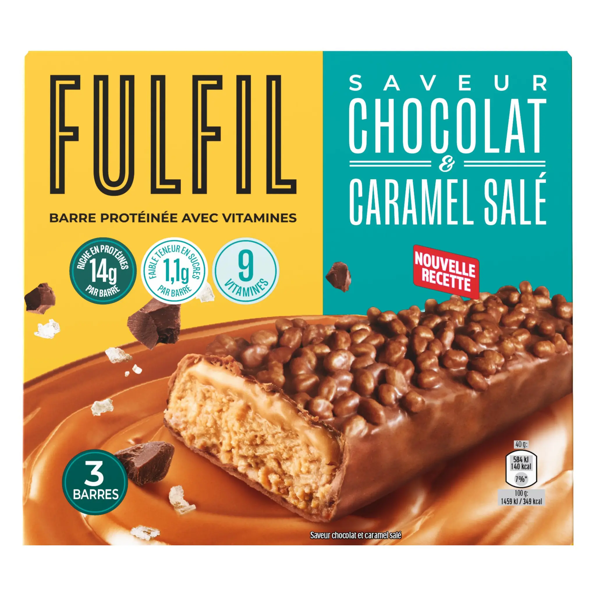 FULFIL Barres protéinées saveur chocolat et caramel salé