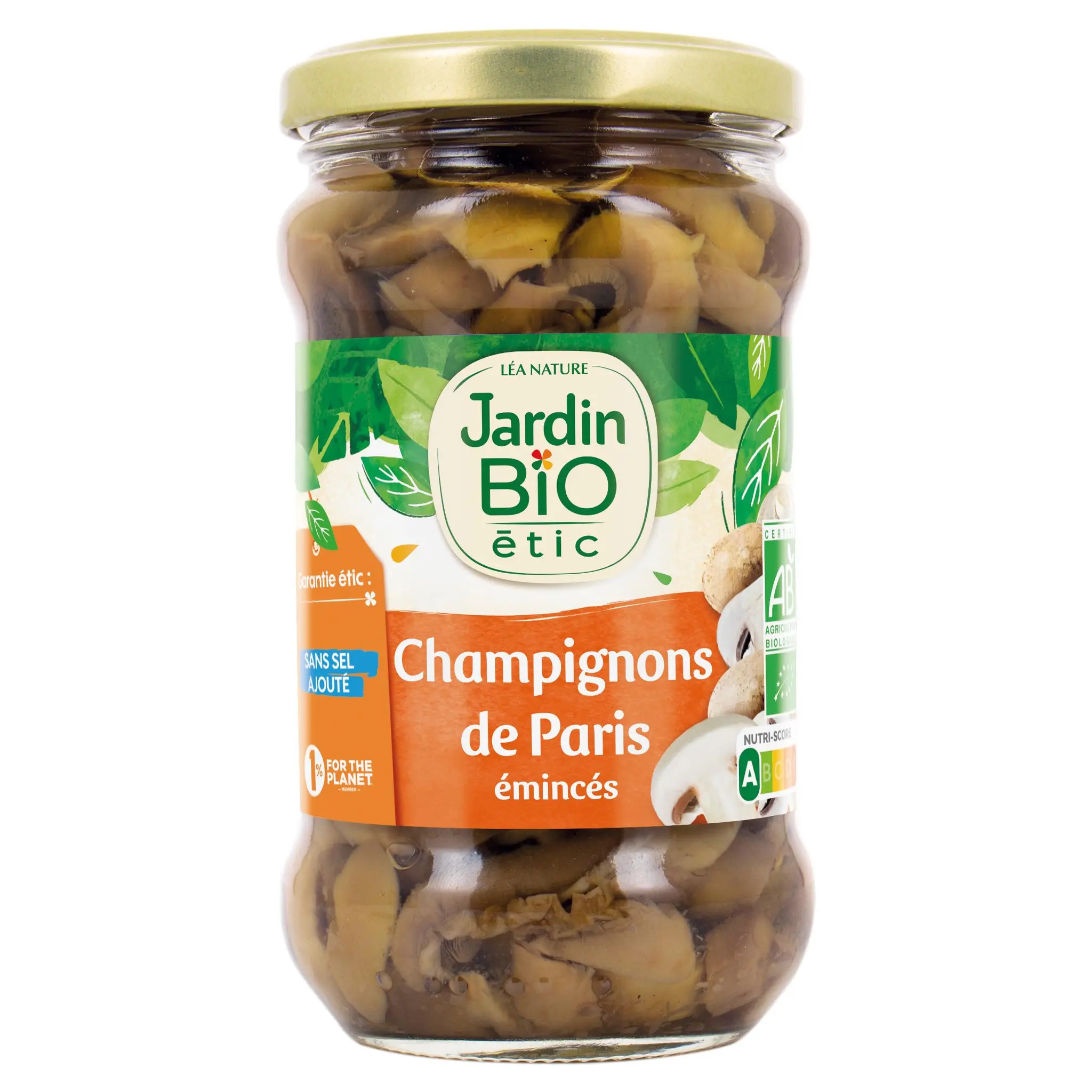 JARDIN BIO ETIC Champignons de Paris émincés en bocal