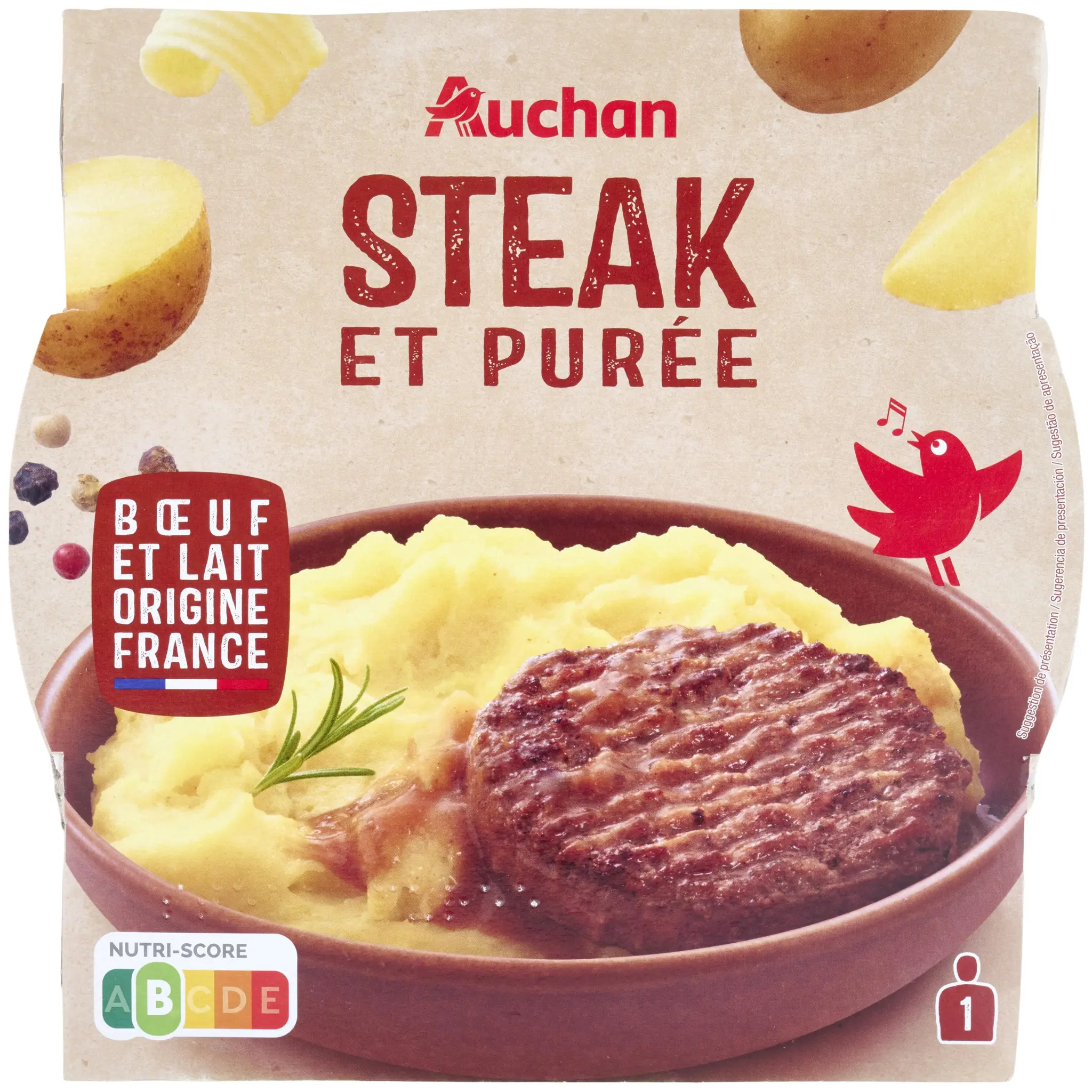 AUCHAN Steak et purée