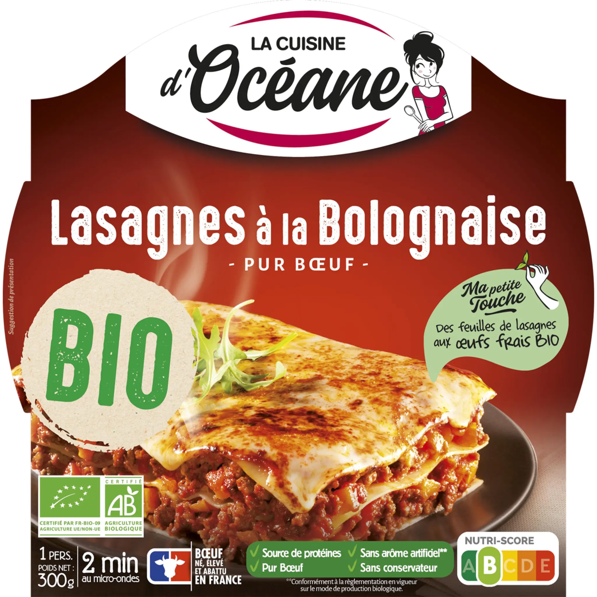 LA CUISINE D'OCEANE Lasagnes bolognaise bio pur bœuf français 2 min micro ondes