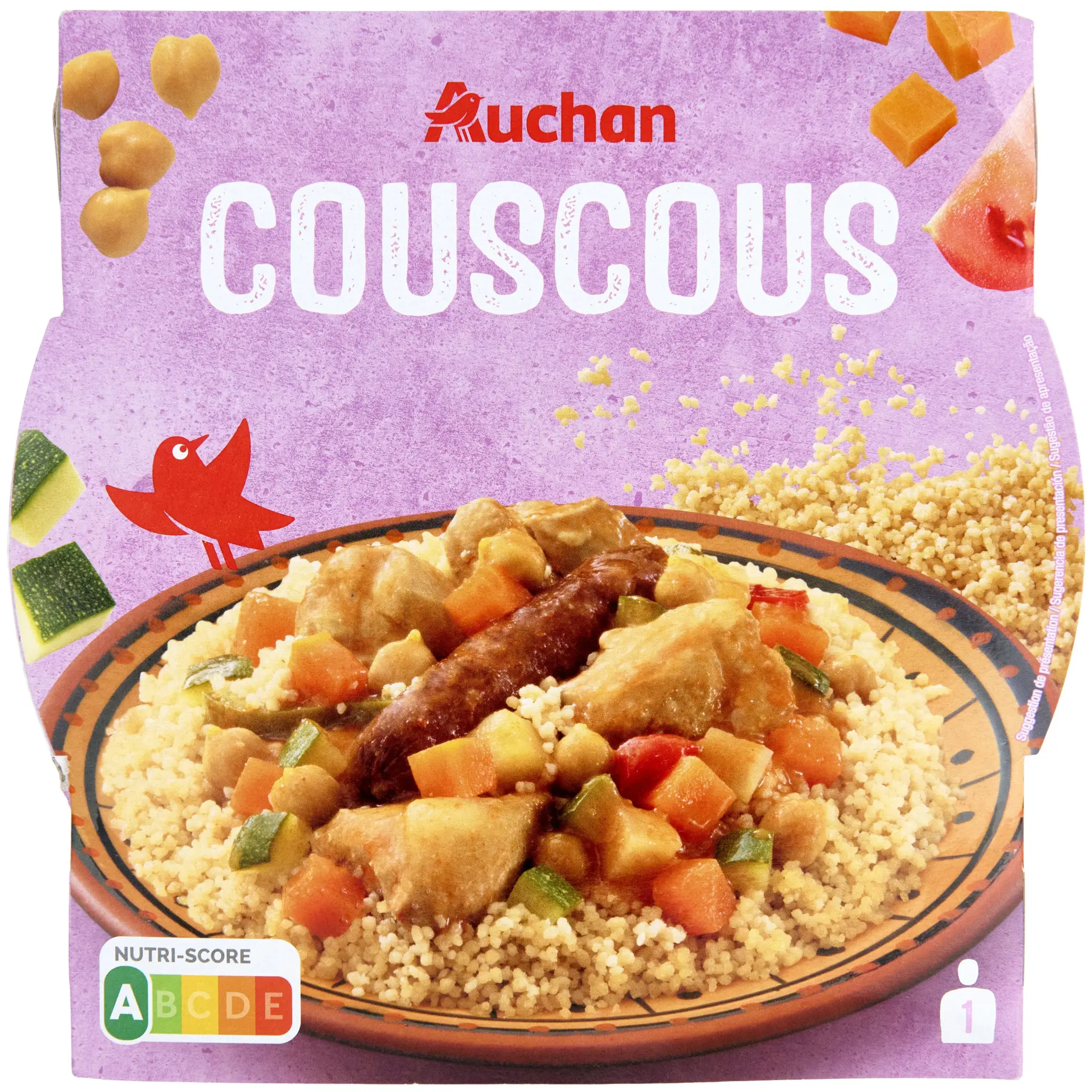 AUCHAN Couscous en barquette cuisson rapide