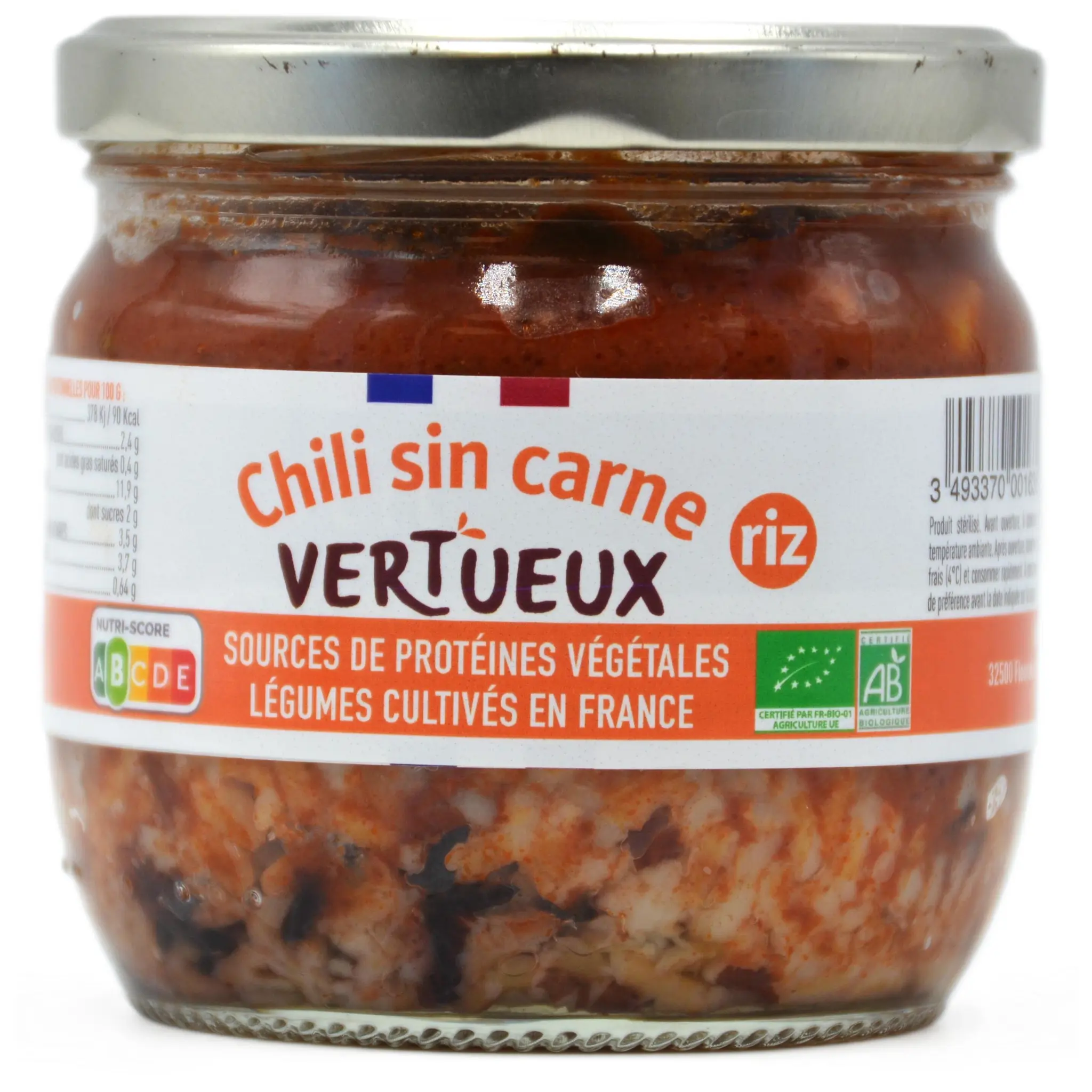 POTAGERS DE GASCOGNE Chili sin carne au riz et émincés de protéines végétales bio