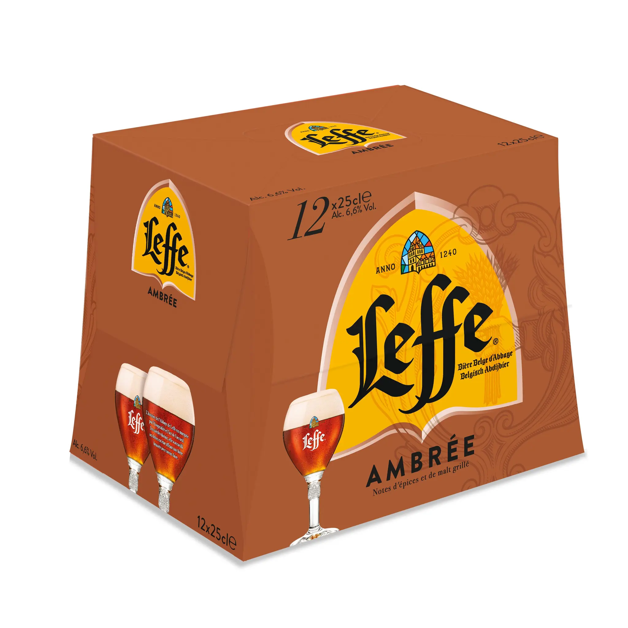 LEFFE Bière Belge d'Abbaye ambrée 6,6% pack bouteilles